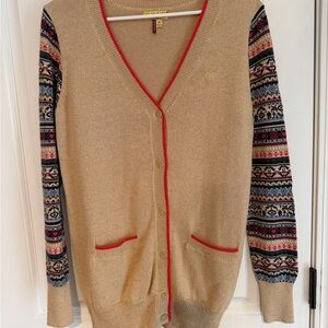 Princess Vera Wang Beige Cardigan with Patterned Sleeves